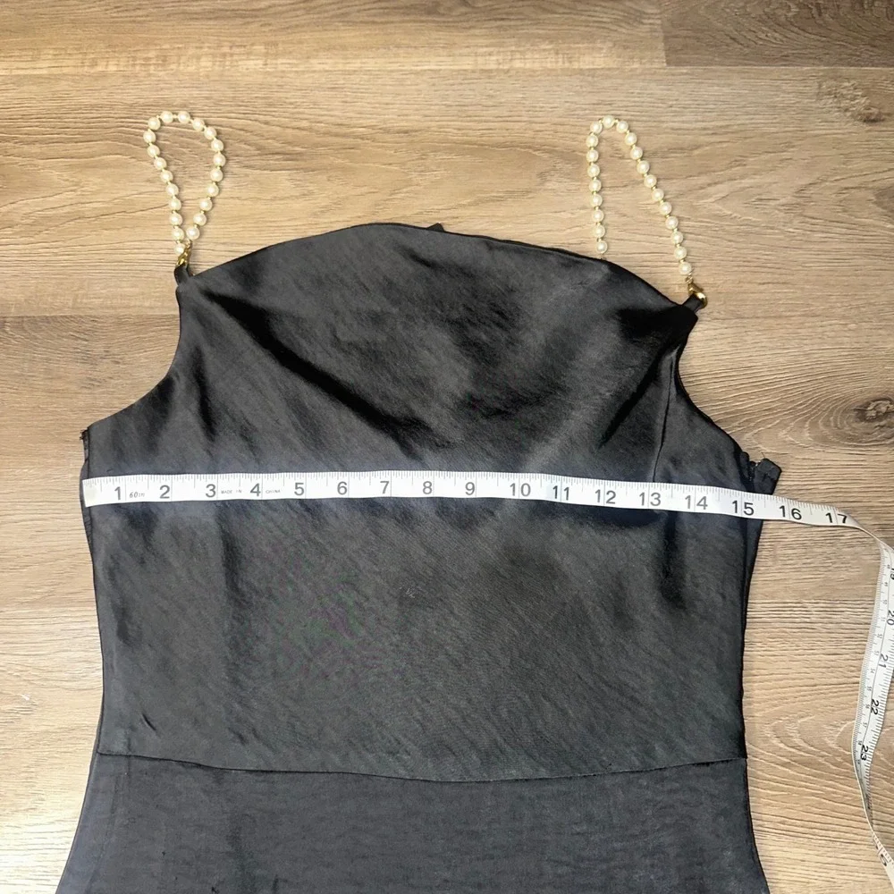 Nasty Gal Mini Dress Pearl Strap Cowl Neck Satin Party Dress Size 4 - Picture 6 of 15